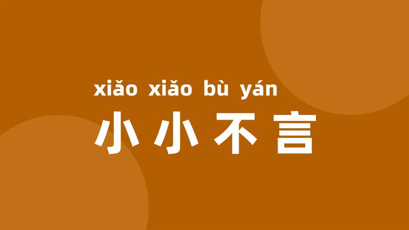 小小不言