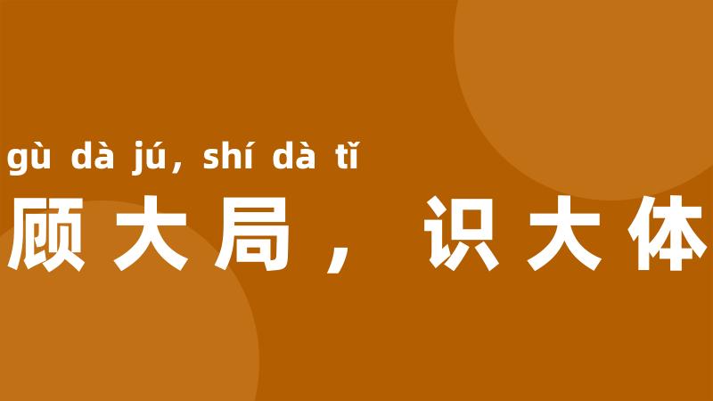 顾大局,识大体