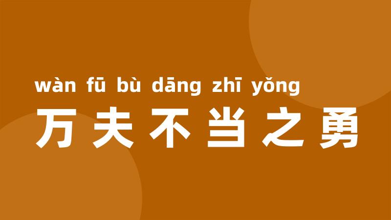 万夫不当之勇