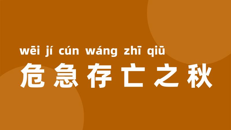 危急存亡之秋
