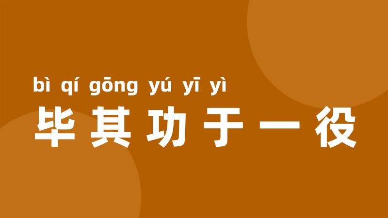 毕其功于一役