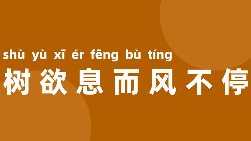树欲息而风不停