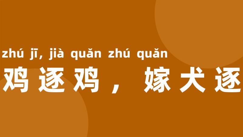 嫁鸡逐鸡,嫁犬逐犬