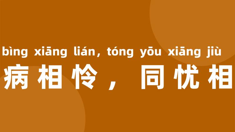 同病相怜,同忧相救