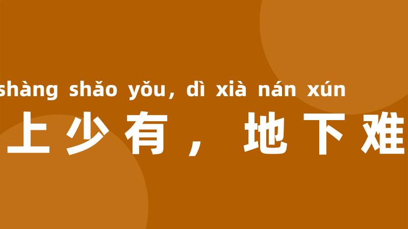 天上少有,地下难寻
