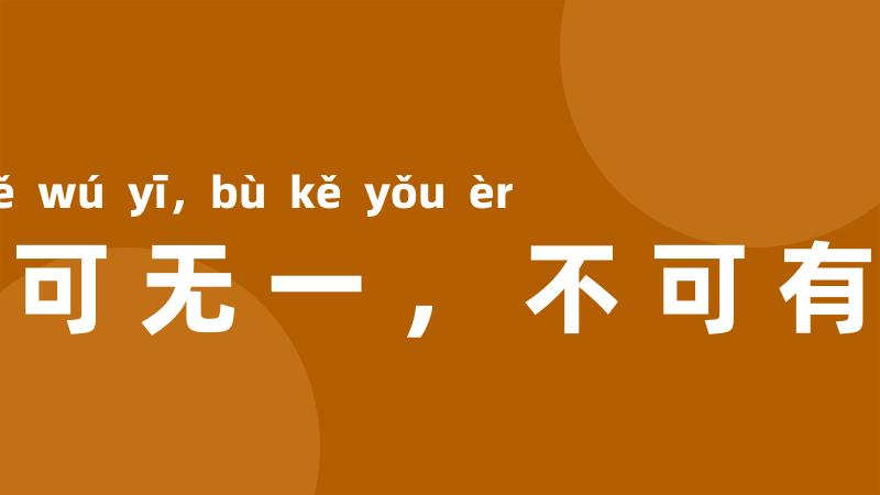 不可无一,不可有二