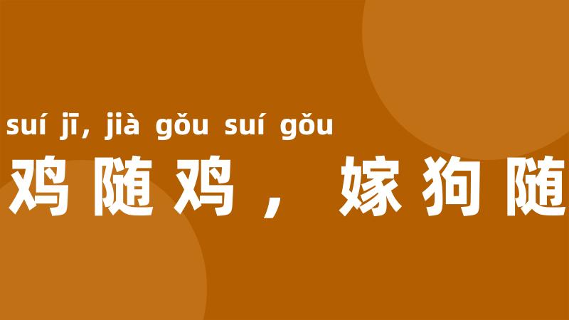 嫁鸡随鸡,嫁狗随狗