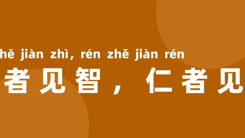 智者见智,仁者见仁