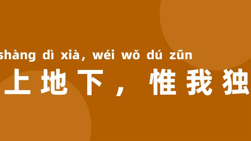 天上地下,惟我独尊