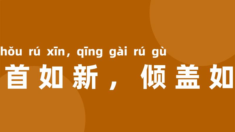 白首如新,倾盖如故
