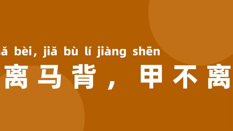 鞍不离马背,甲不离将身