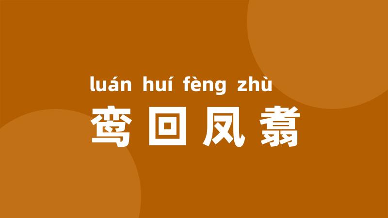 鸾回凤翥