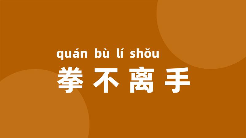 拳不离手