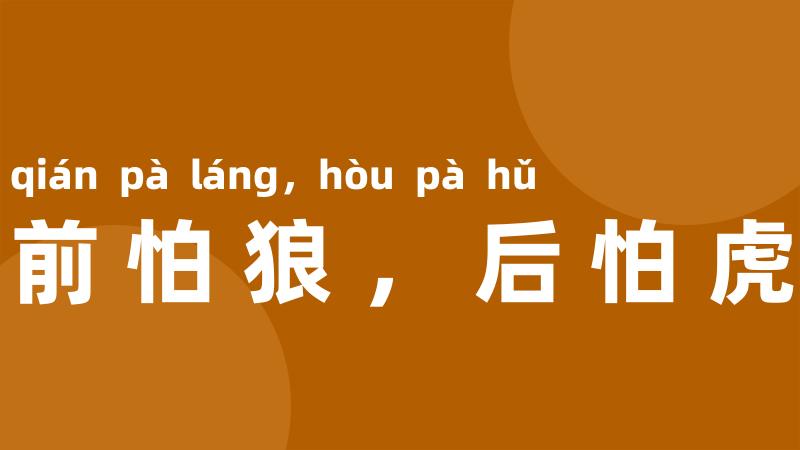 前怕狼,后怕虎