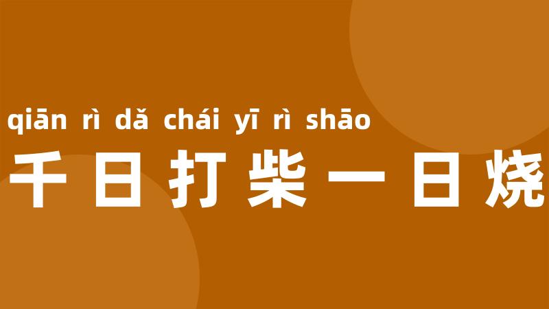 千日打柴一日烧