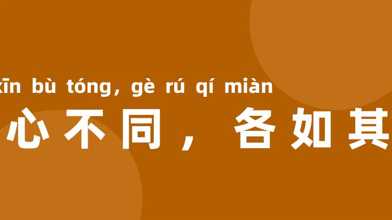 人心不同,各如其面