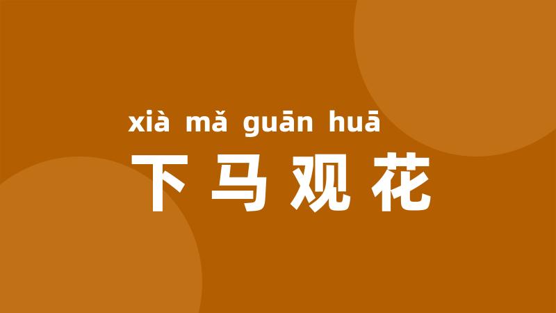 下马观花