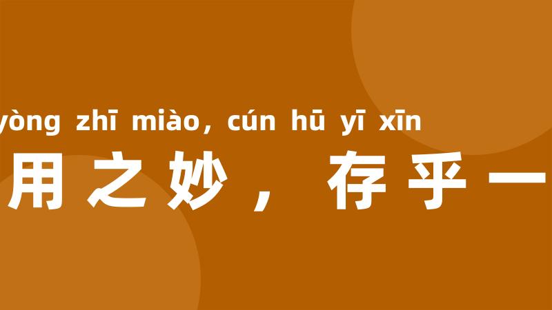 运用之妙,存乎一心