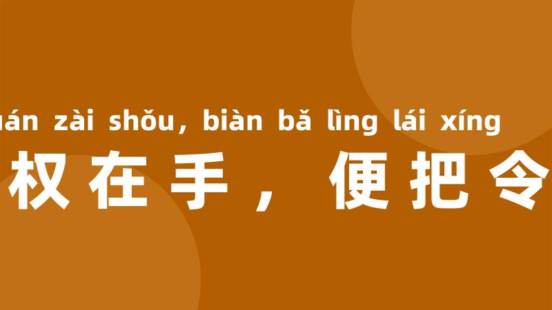 一朝权在手,便把令来行