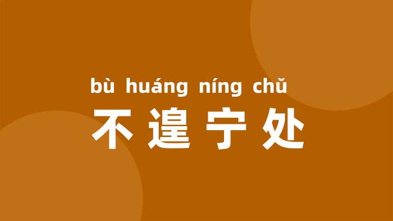 不遑宁处