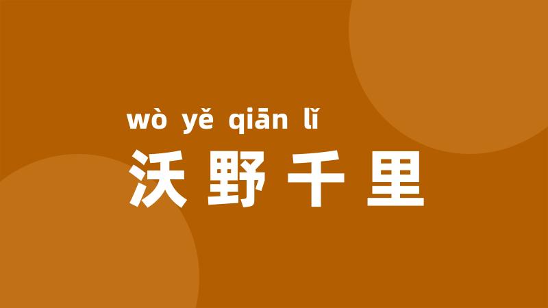 沃野千里