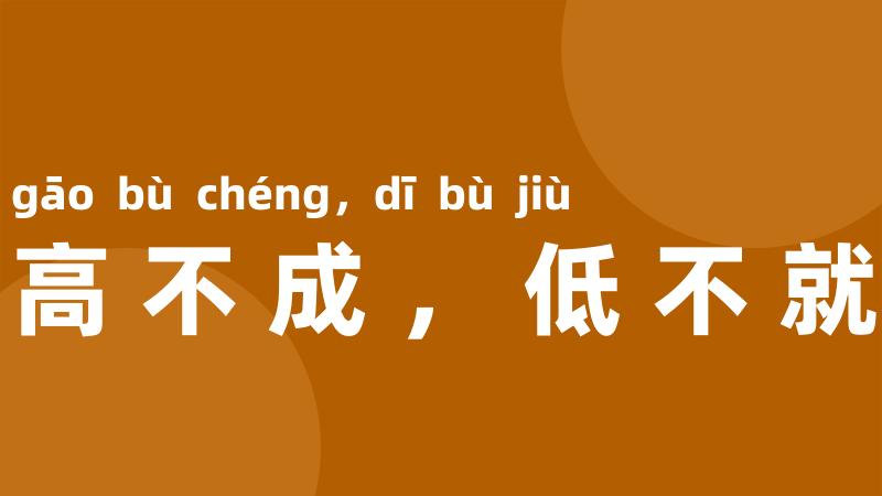 高不成,低不就